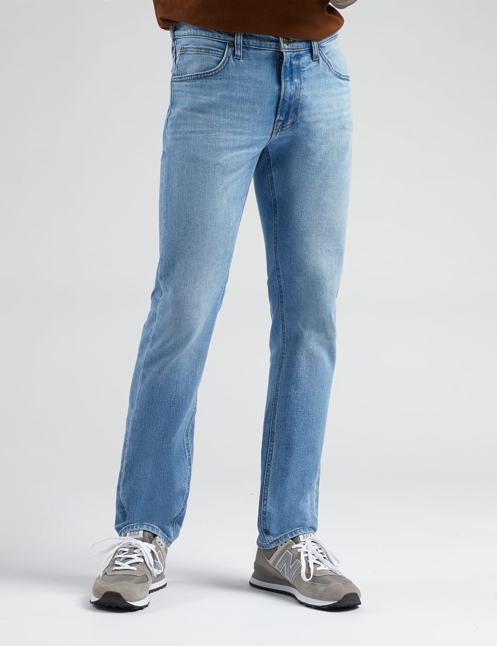 Lee Men's Straight Fit 5 Pocket Stretch Jeans - 36/32 - Light Blue, Light Blue