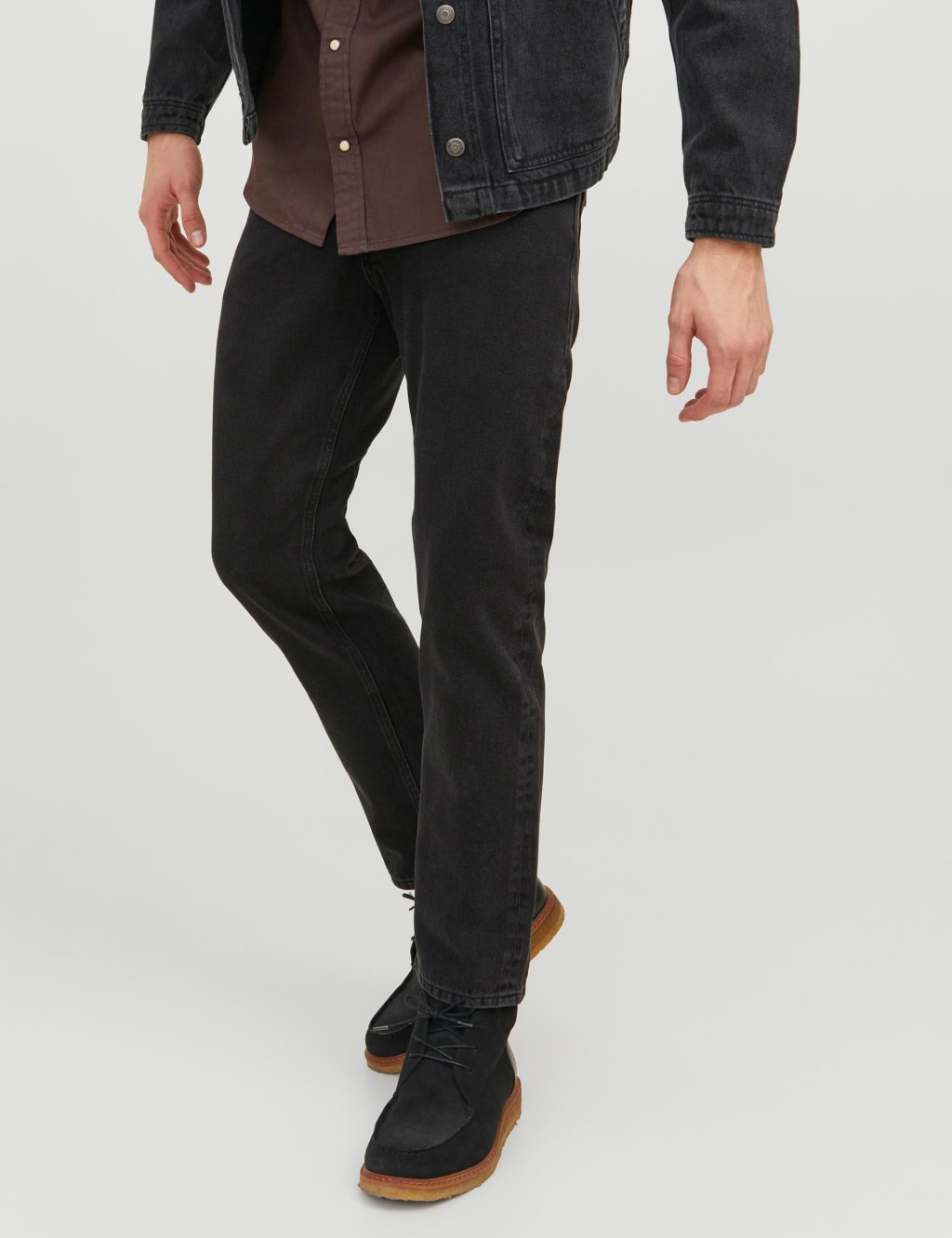 Jack & Jones Men's Regular Fit Pure Cotton 5 Pocket Jeans - 3430 - Black, Black