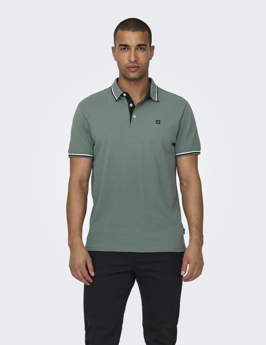 Only & Sons Men's Pure Cotton Tipped Polo Shirt - Green, Dark Navy,Green,Blue