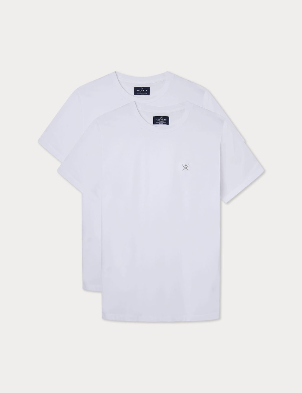 Hackett Men's 2 Pack Pure Cotton Crew Neck T-Shirt - L - White, White