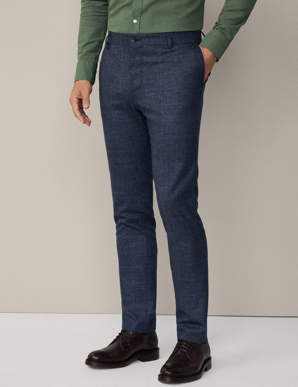 Slim Fit Pure Cotton Checked Trousers