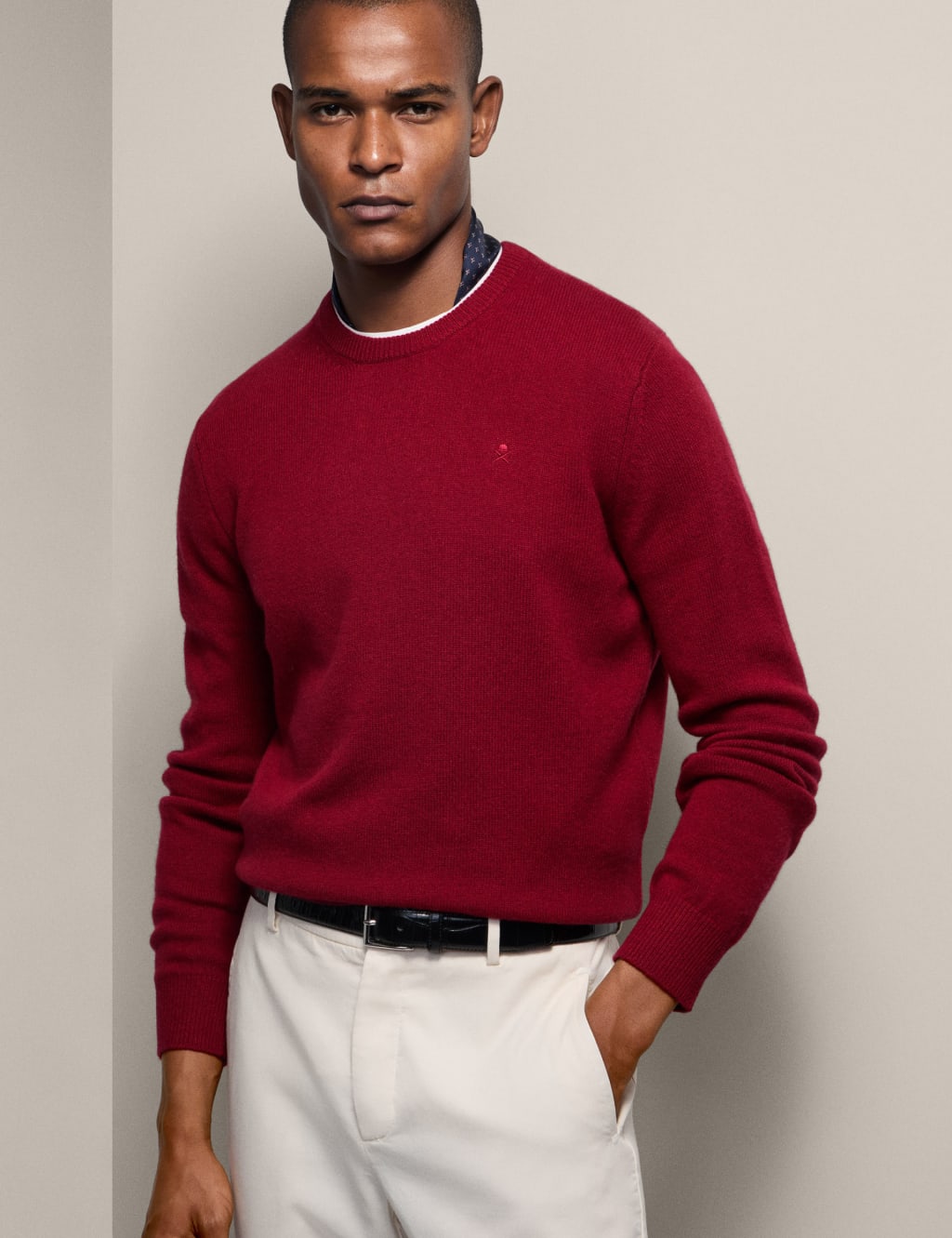 Mens red crew neck sweater clearance