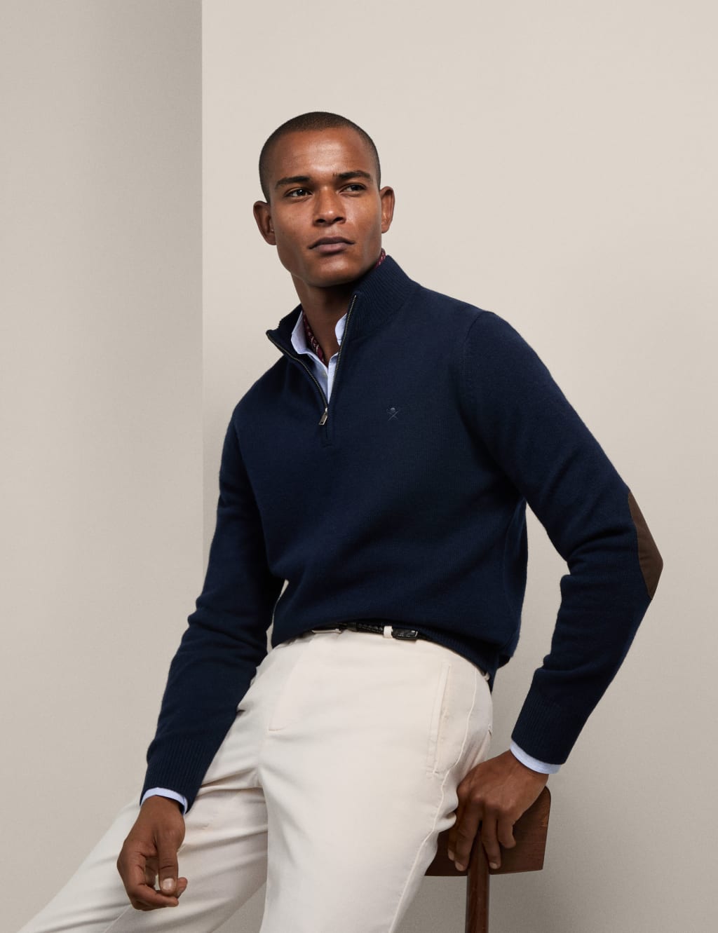 Pure Lambswool Textured Half Zip Jumper