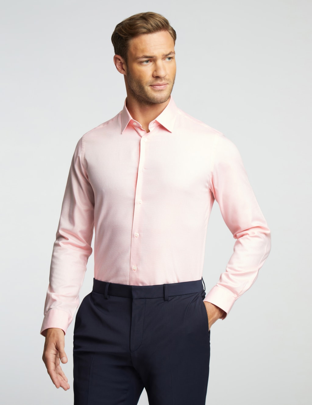 Ted Baker Men's Slim Fit Pure Cotton Polka Dot Shirt - 15.5 - Pink, Pink
