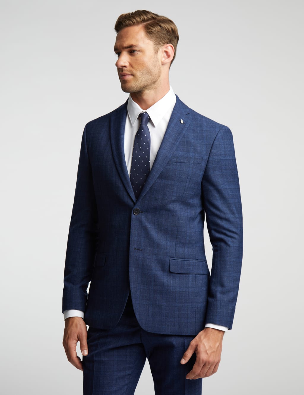 Slim Fit Wool Blend Check Suit Jacket