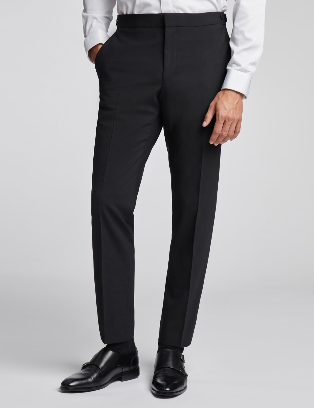 Ted Baker Men's Slim Fit Wool Rich Flat Front Trousers - 28REG - Black, Black