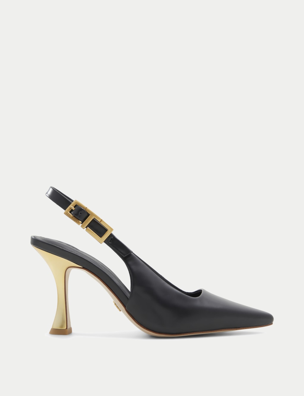Leather Kitten Heel Pointed Slingback Shoes