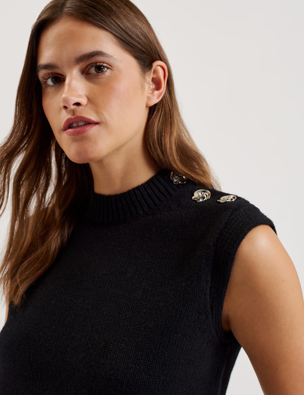 Wool Rich Button Detail Knitted Vest