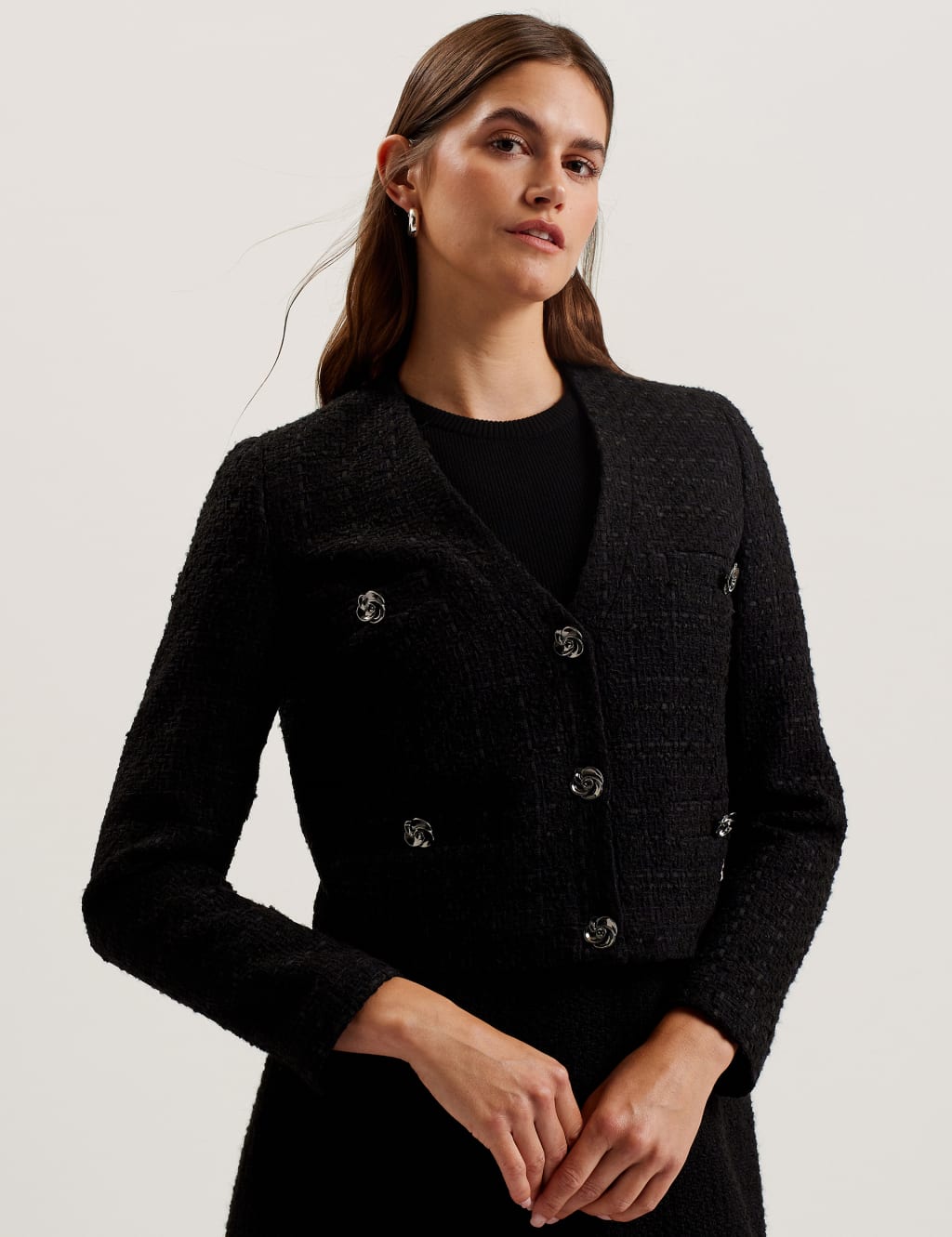 Textured Cropped Blazer