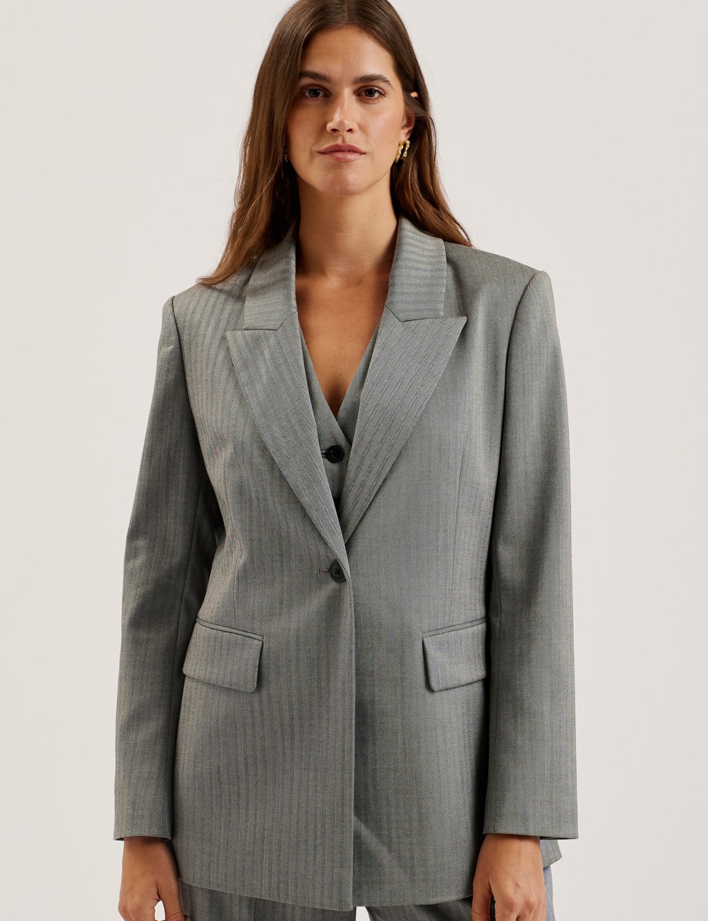 Striped Single Breasted Blazer