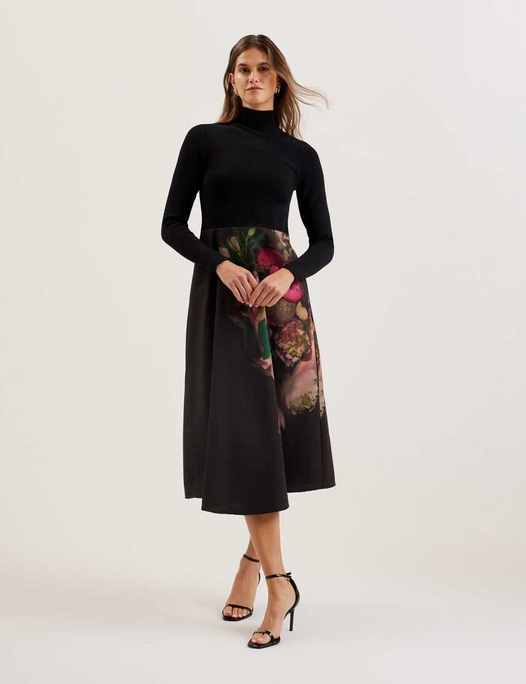 Waisted Dress with Wrap Skirt