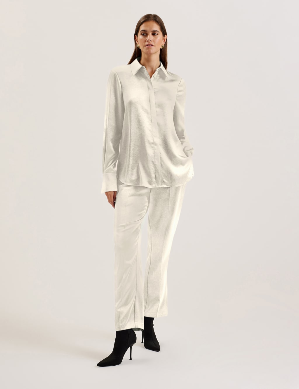 Satin Collared Longline Shirt
