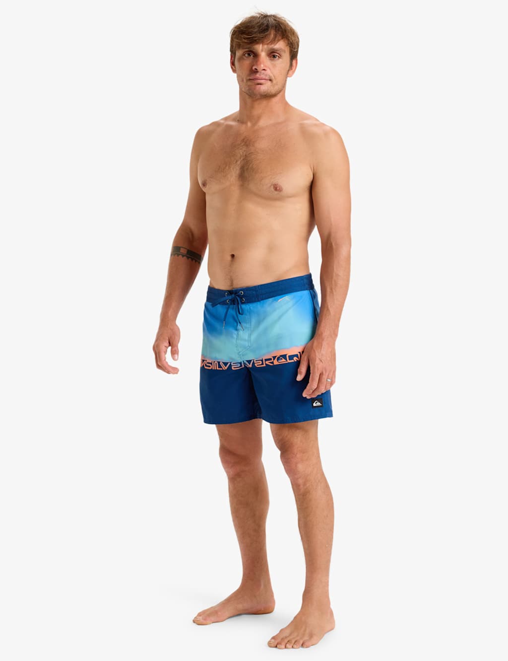 Quiksilver Men's Everyday Swim Patterned Shorts - 32 - Blue Mix, Blue Mix,Orange Mix
