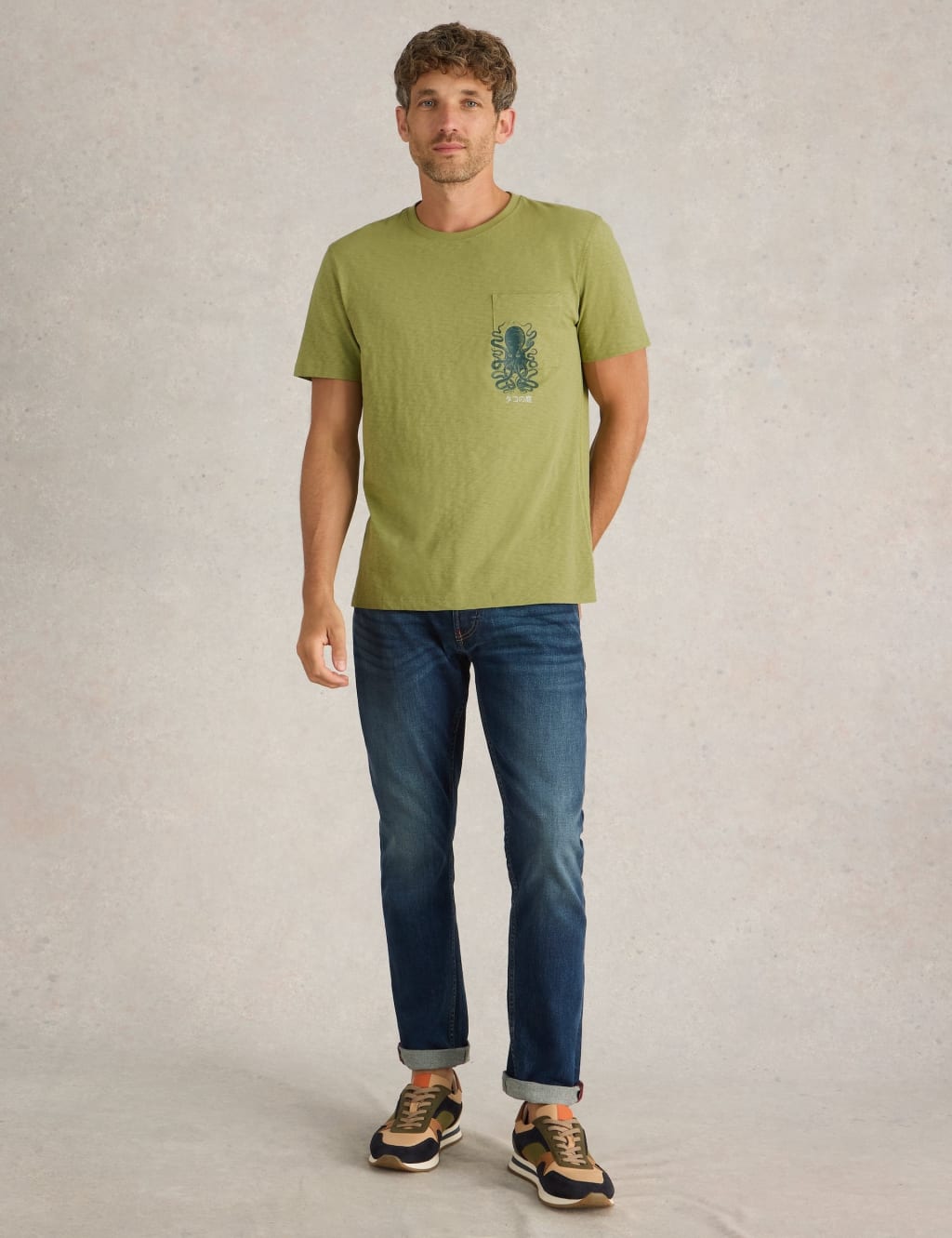 Pure Cotton Octopus Graphic Crew Neck T-Shirt