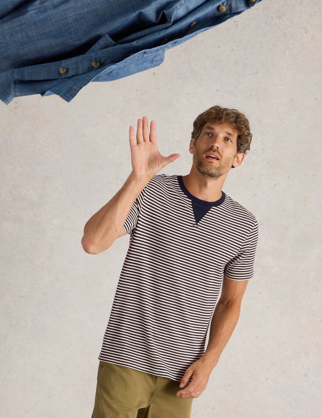 Cotton Rich Striped Crew Neck T-Shirt