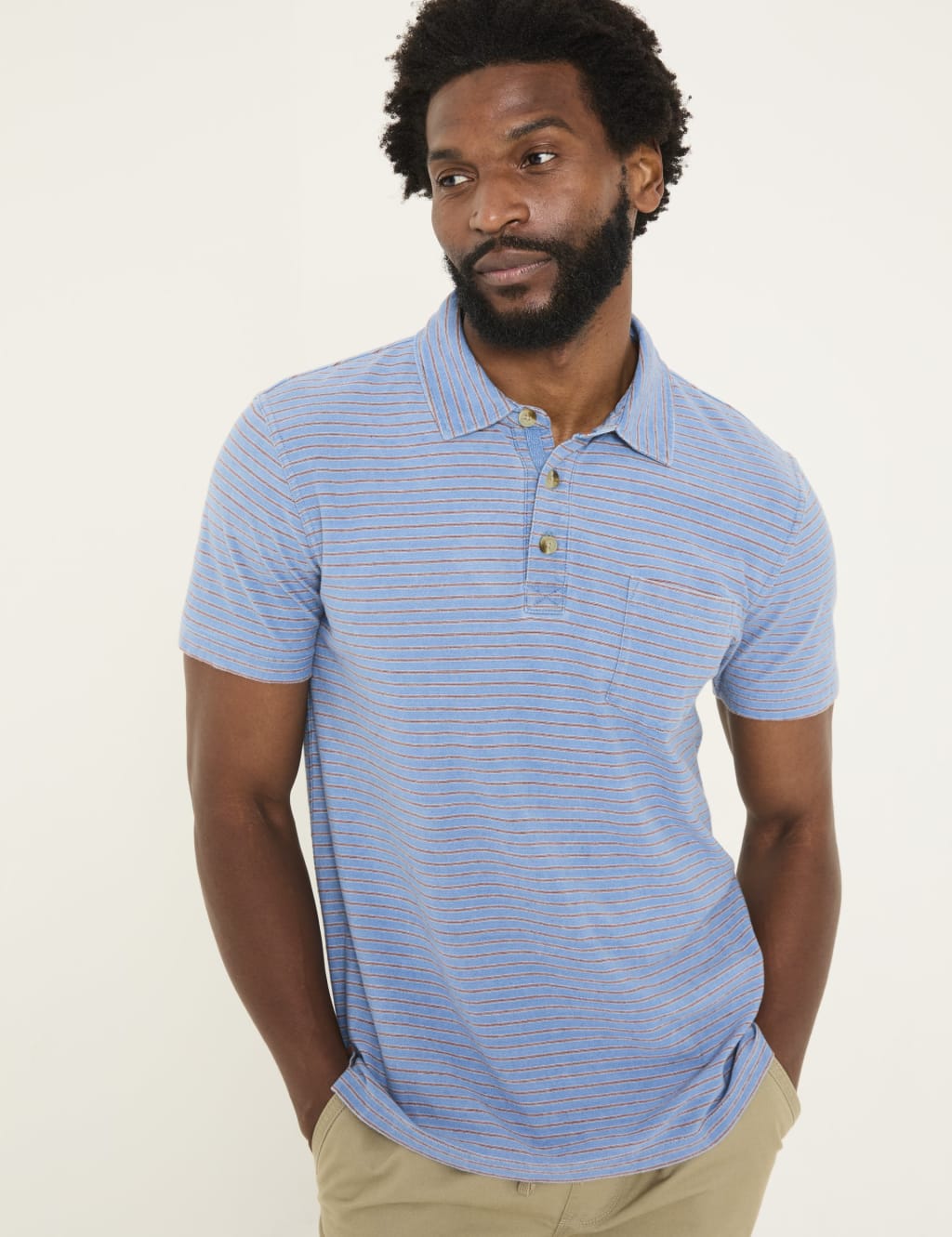 Pure Cotton Striped Polo Shirt