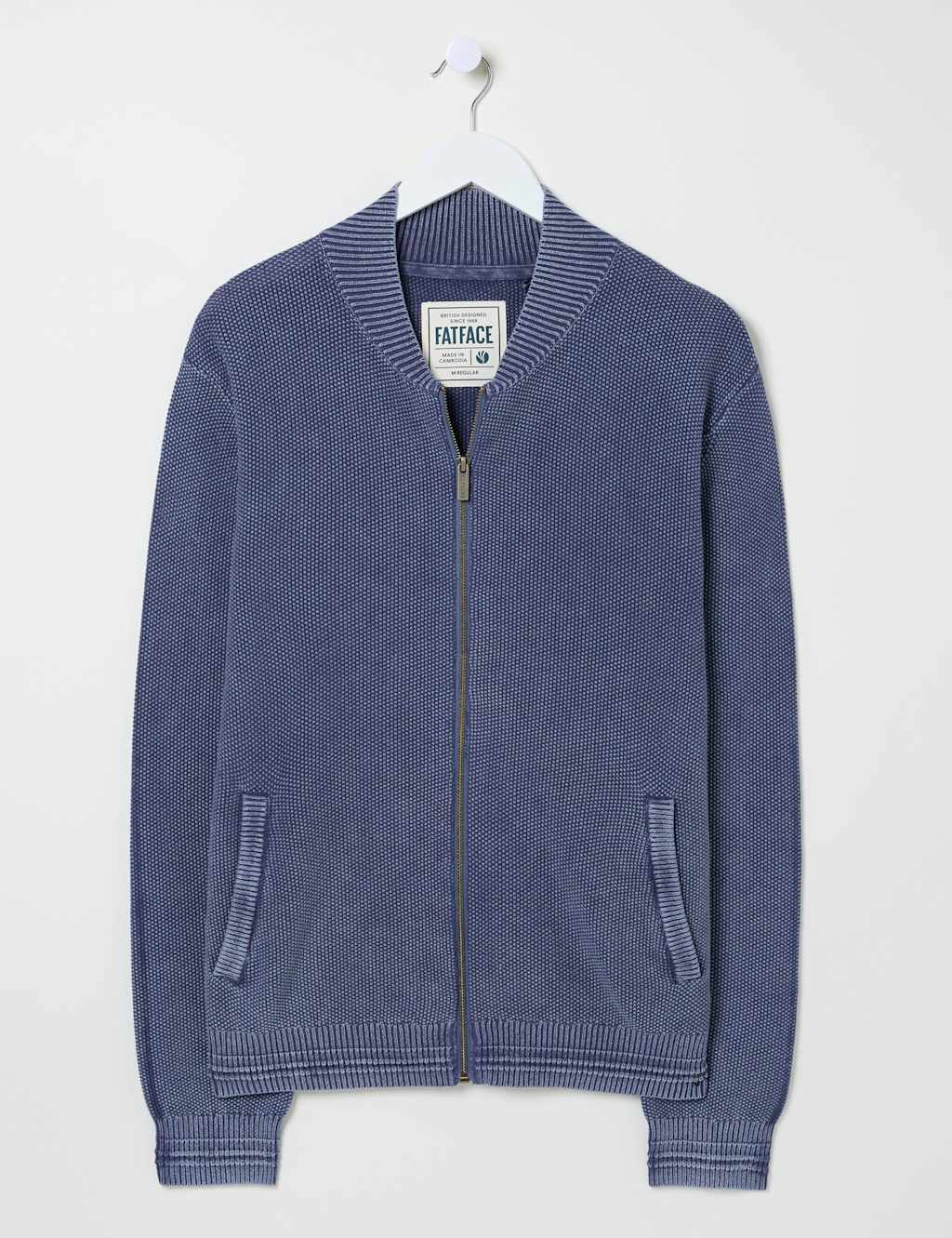 Pure Cotton Zip Up Knitted Bomber