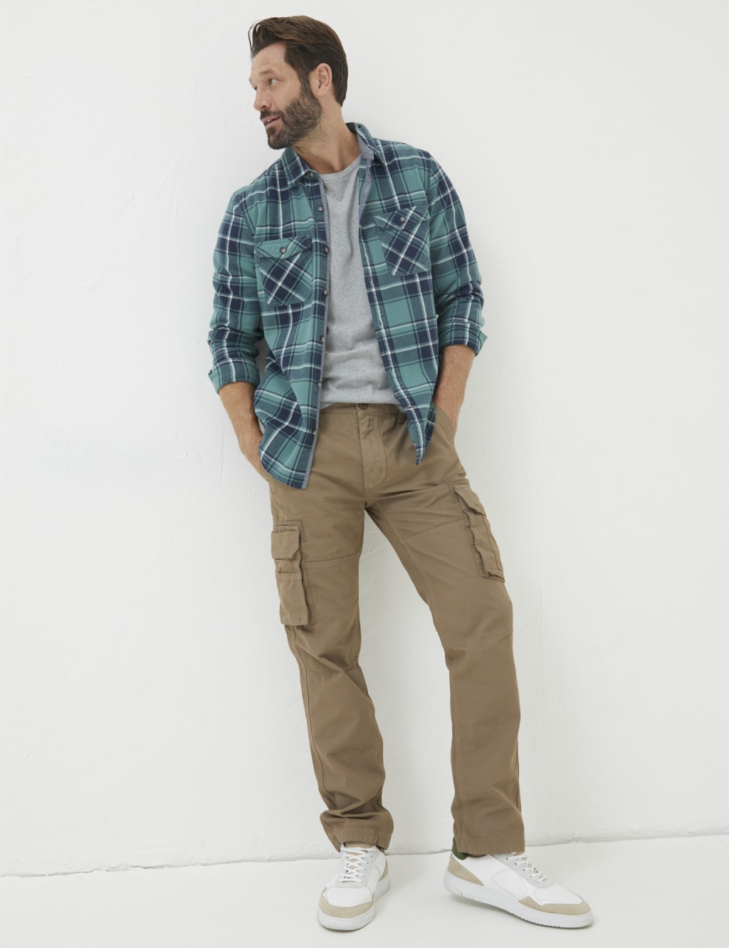 Straight Fit Pure Cotton Cargo Trousers