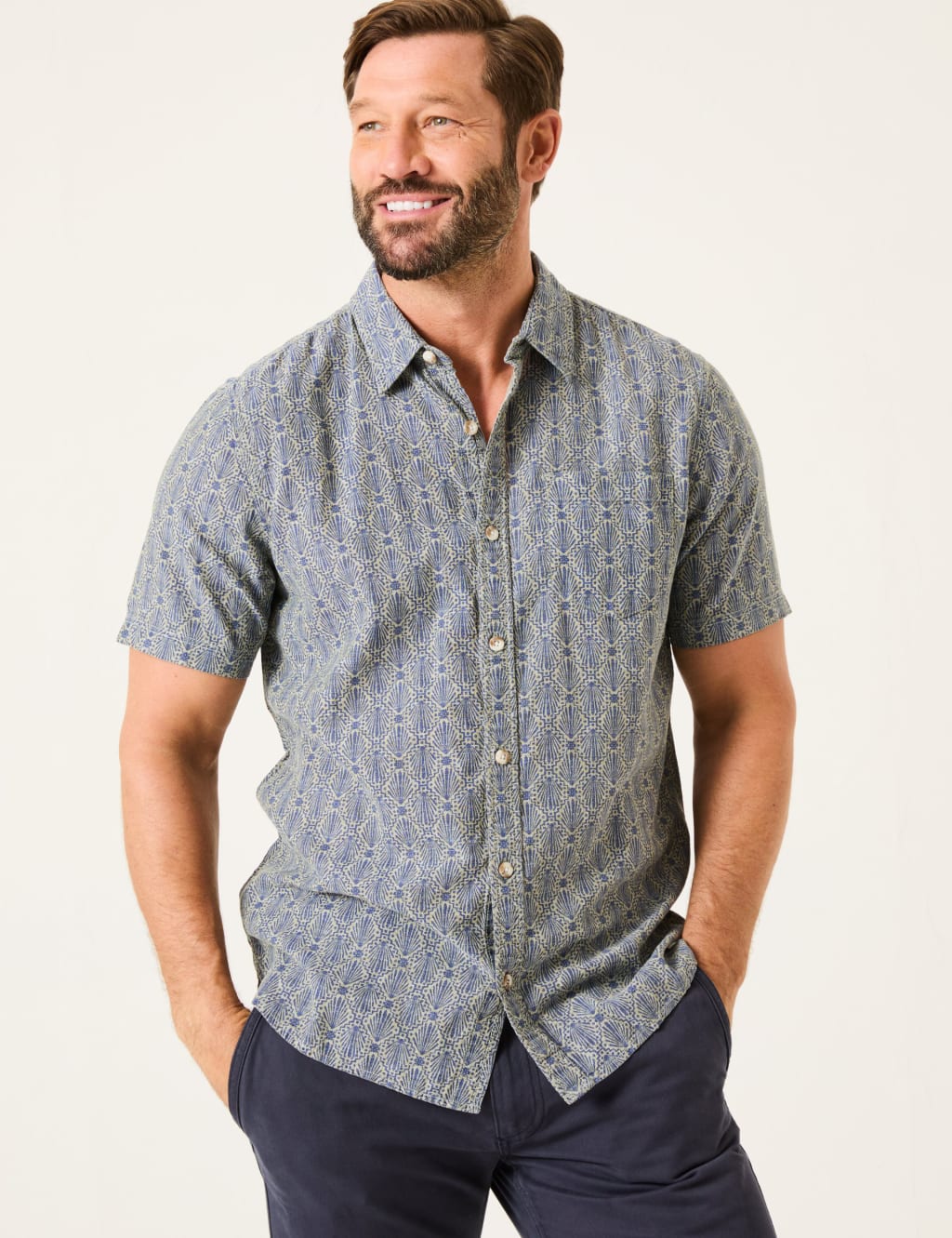 Linen Rich Geometric Shirt