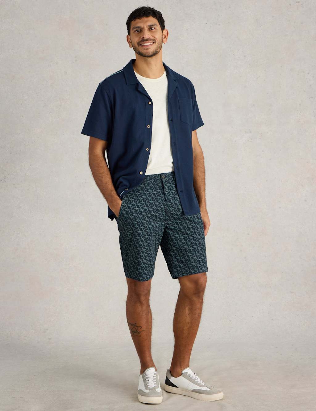 Cotton Rich Fish Print Chino Shorts