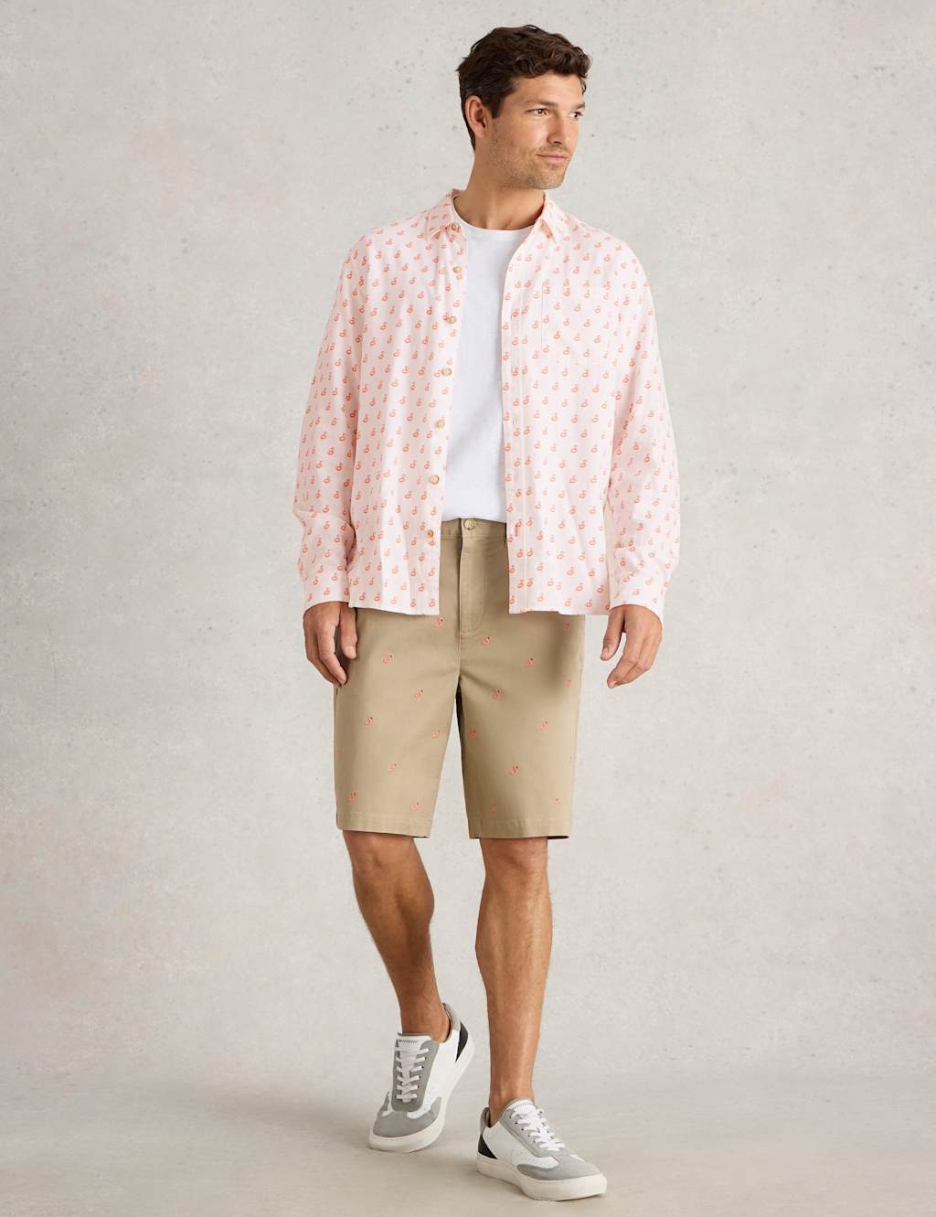 Cotton Linen Blend Flamingo Print Shirt