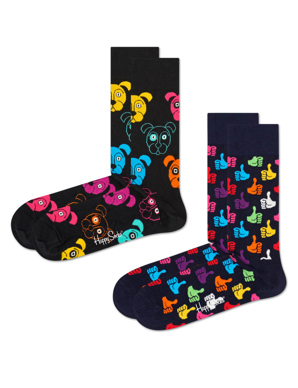 Happy Socks male 2 Pack Assorted Dog Cotton Rich Socks - 4-7 - Multi, Multi