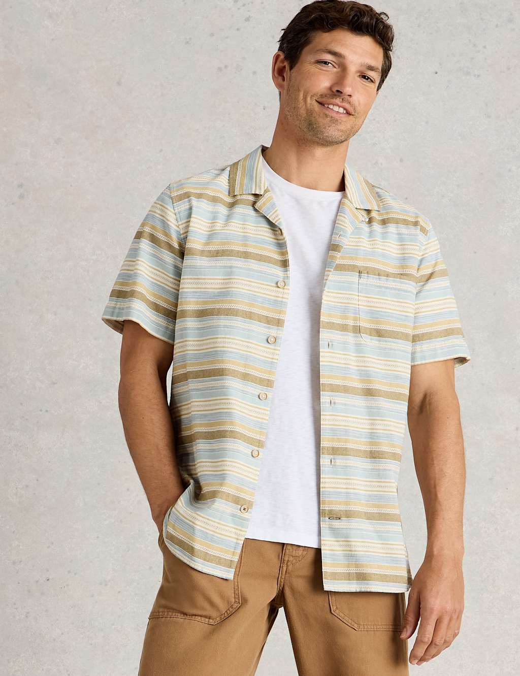 Pure Cotton Striped Short Sleeve Shirt