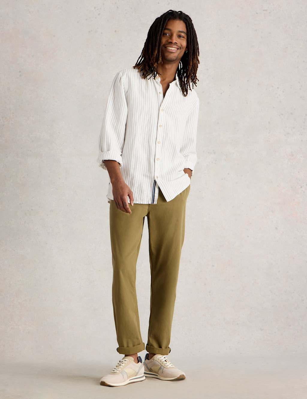 Regular Fit Linen Rich Striped Shirt