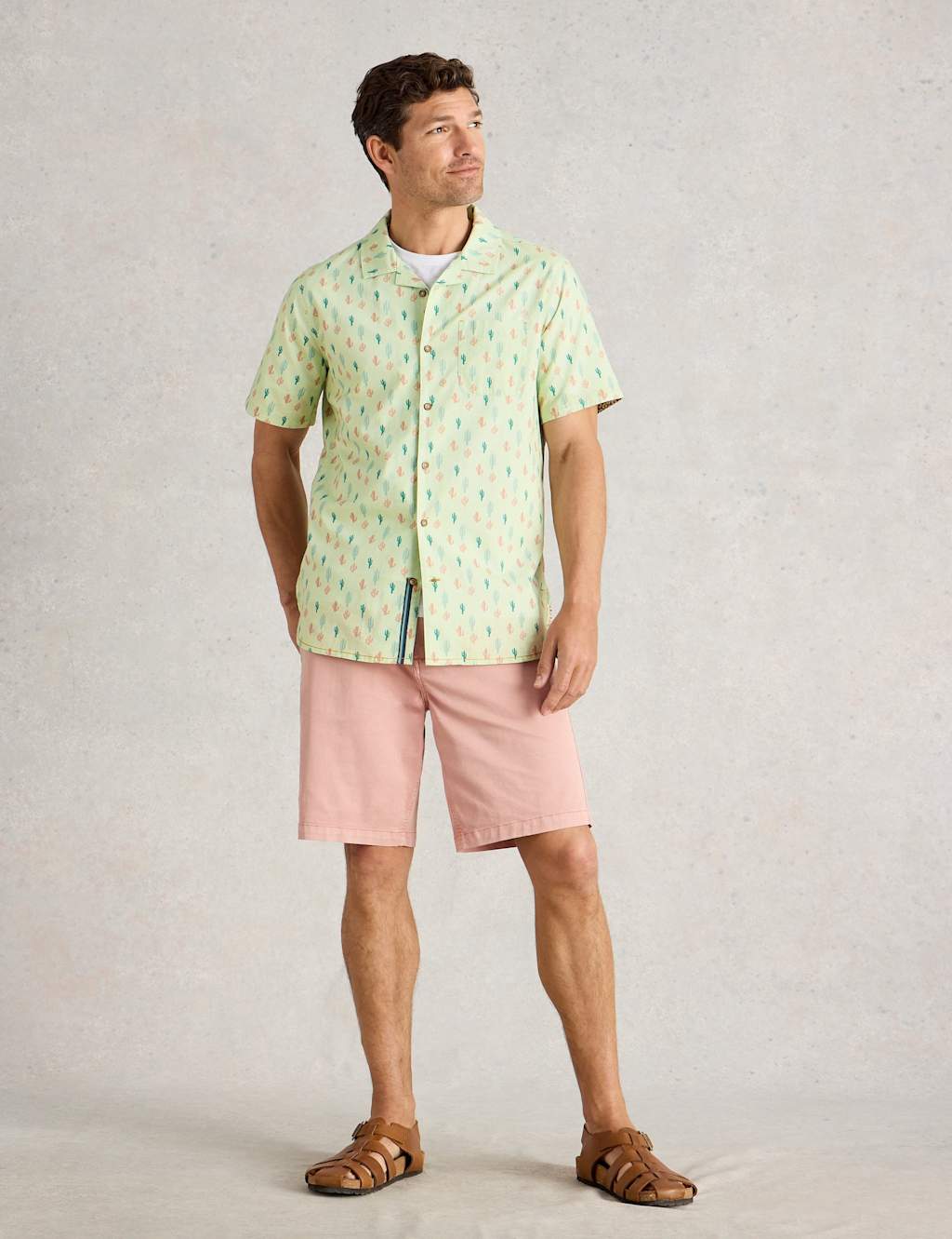 Regular Fit Pure Cotton Cactus Print Shirt