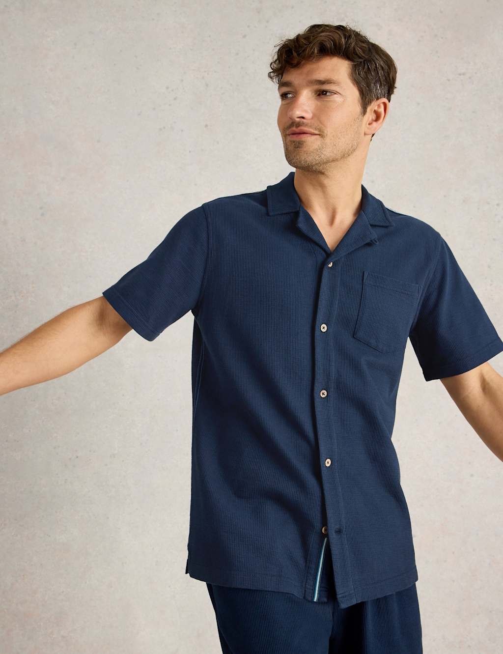 Pure Cotton Ribbed Short Sleeve Shirt