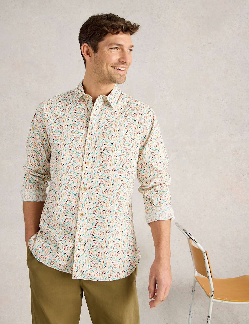 Slim Fit Cotton Rich Chilli Print Shirt