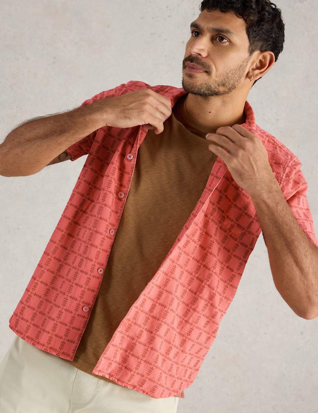 White Stuff Men's Regular Fit Flannel Check Short Sleeve Shirt - Pink, Pink,Blue