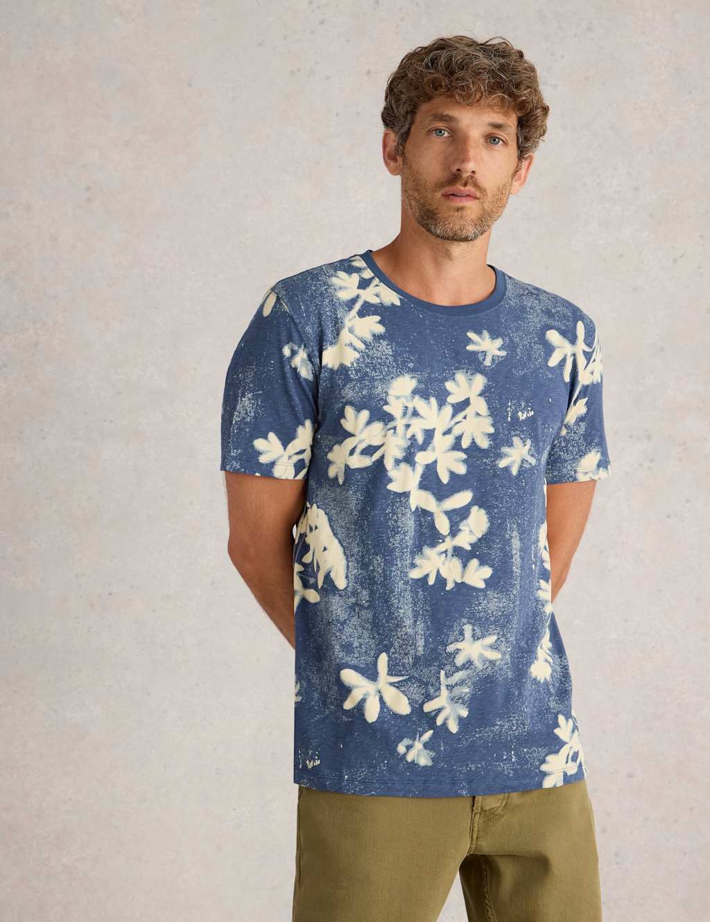 Pure Cotton Floral Print Crew Neck T-Shirt