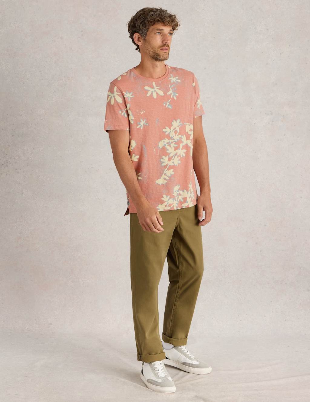 Pure Cotton Floral Print Crew Neck T-Shirt
