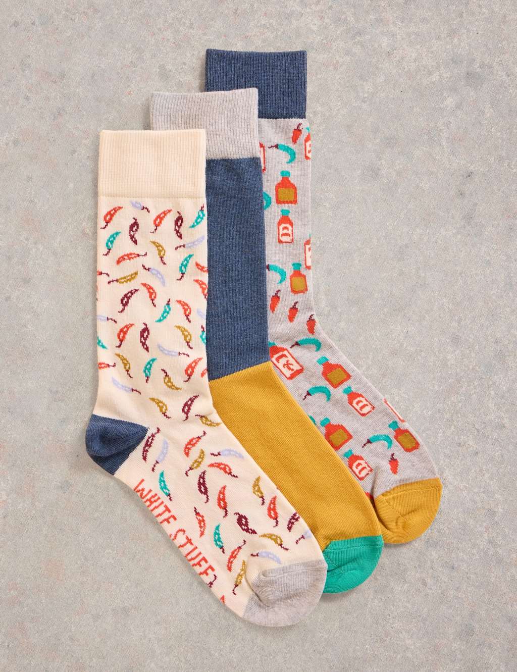 3pk Patterned Cotton Rich Ankle Socks