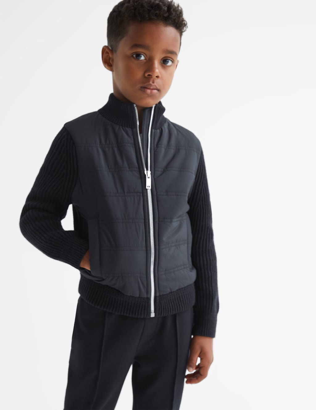 Cotton Rich Knitted Quilted Jacket (3-14 Yrs)