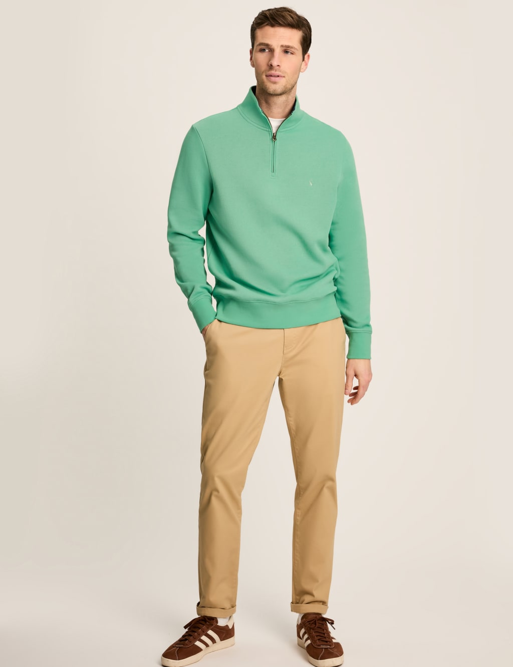 Pure Cotton Funnel Neck Half Zip Jumper