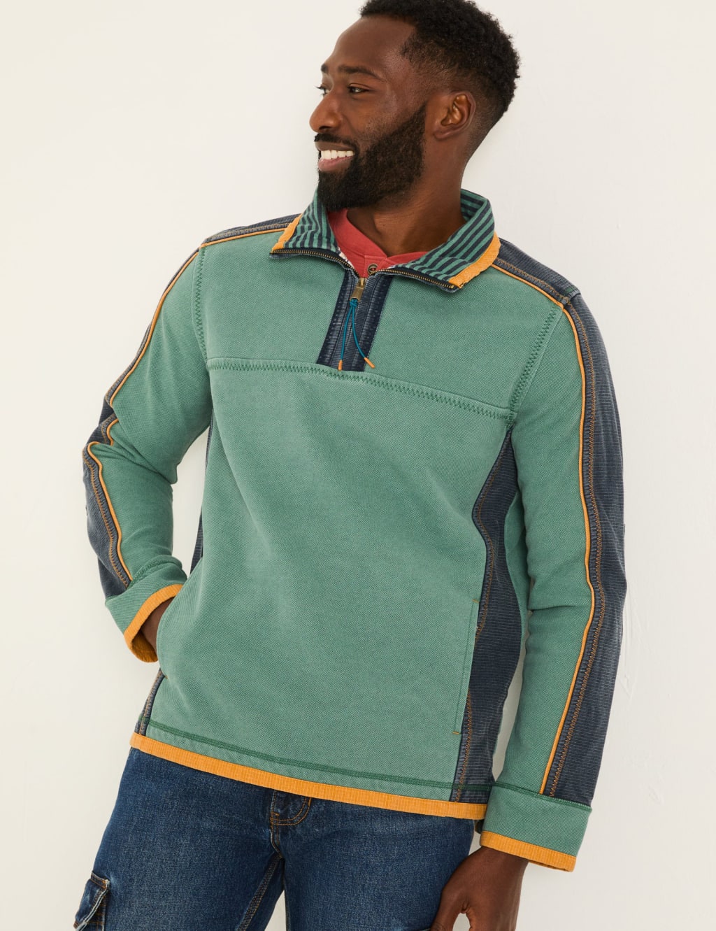 Pure Cotton Colour Block Sweatshirt