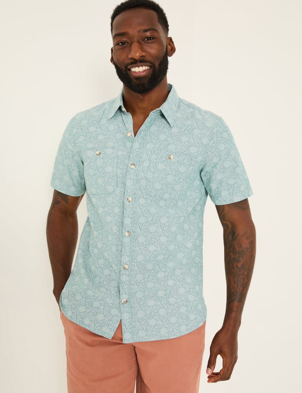 Pure Cotton Geometric Print Shirt