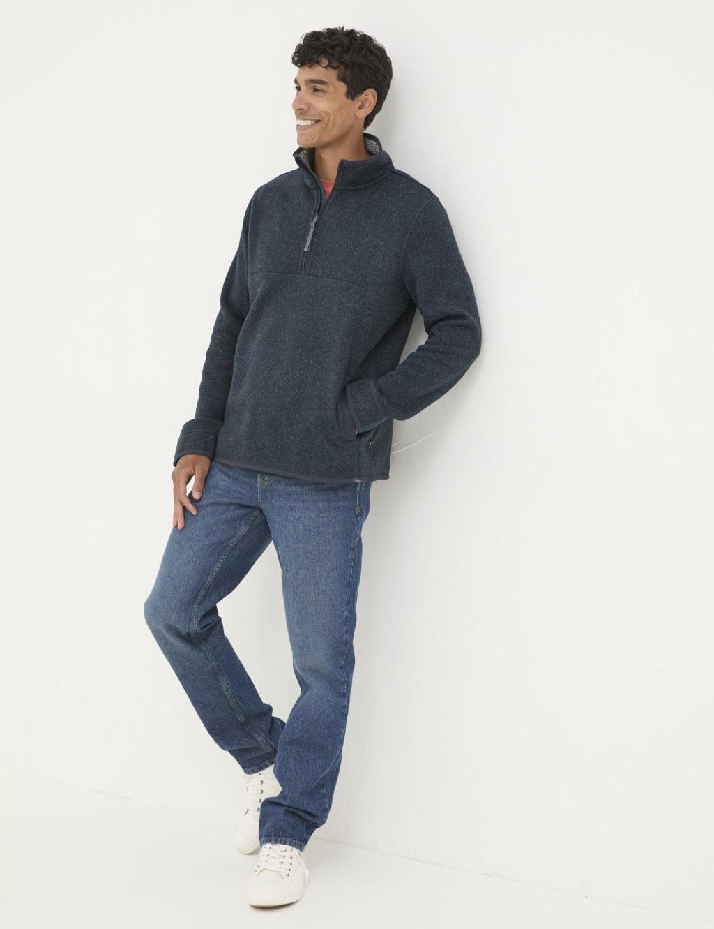 Funnel Neck Half Zip Sweatshirt
