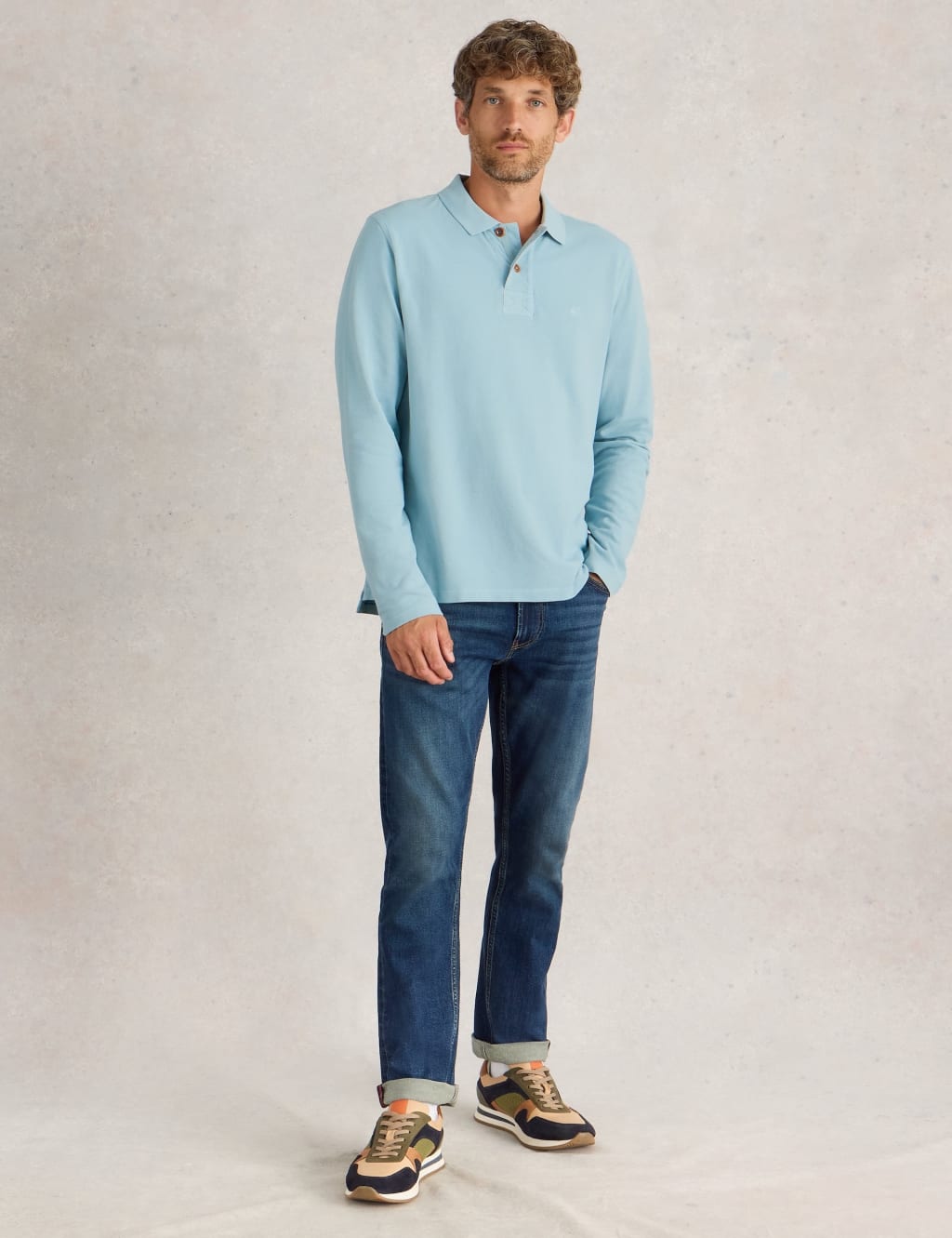 Pure Cotton Long Sleeve Polo Shirt