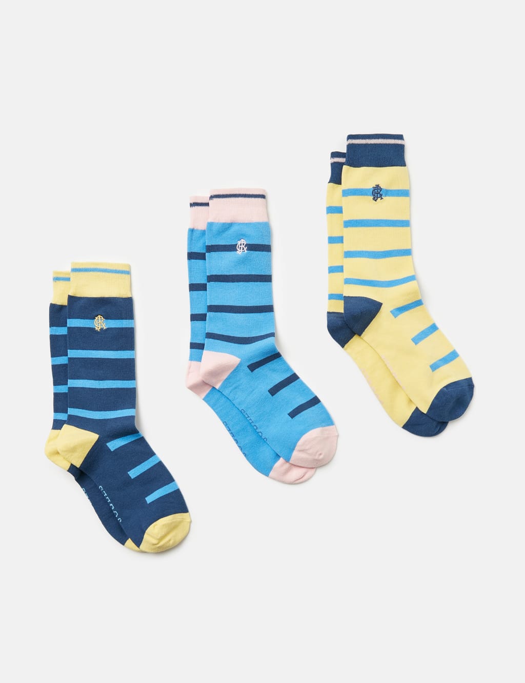 Joules Men's 3pk Striped Cotton Rich Socks - 7-12 - Multi, Multi