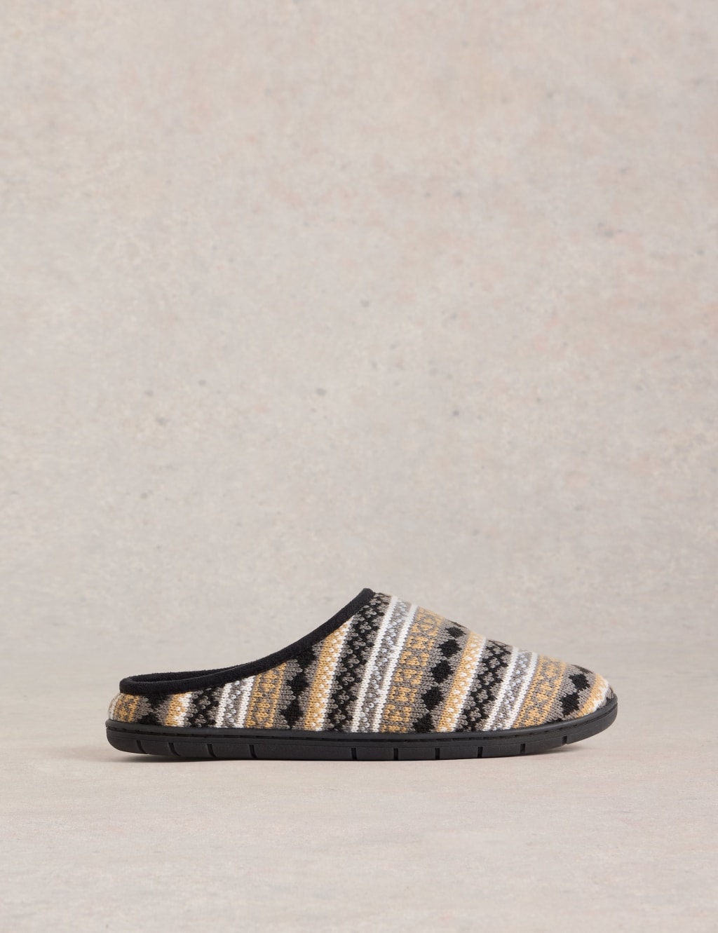 Fair Isle Faux Fur Lined Mule Slippers