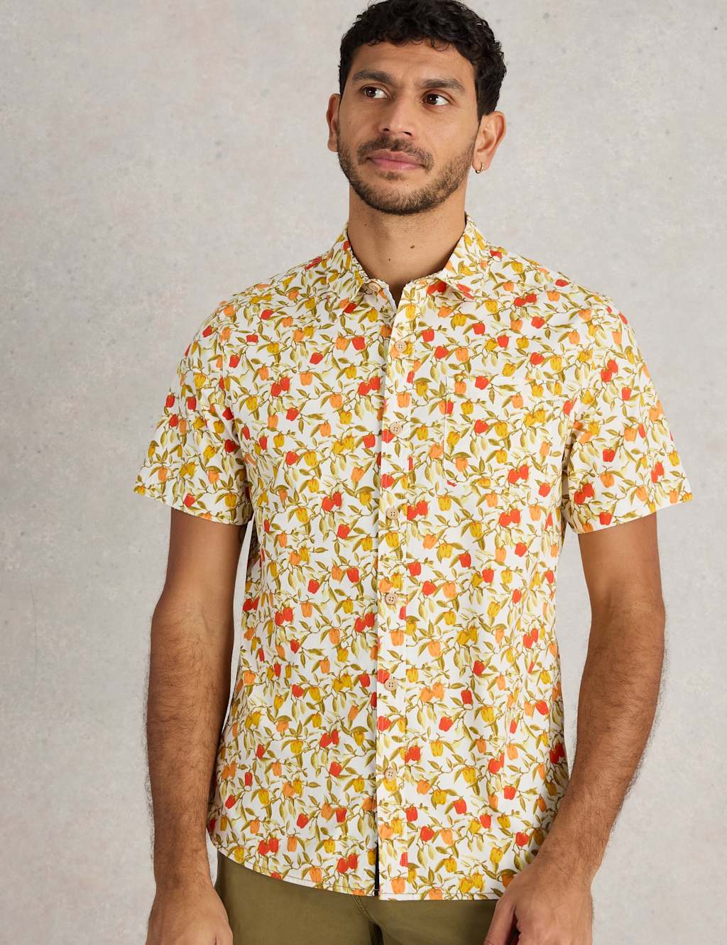 Slim Fit Cotton Rich Print Short Sleeve Shirt