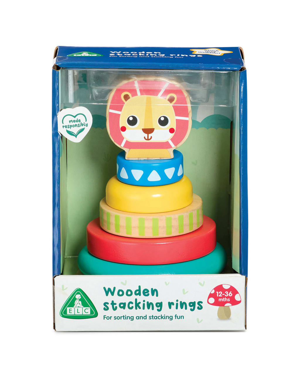 Wooden Lion Stacking Rings (1-3 Yrs)