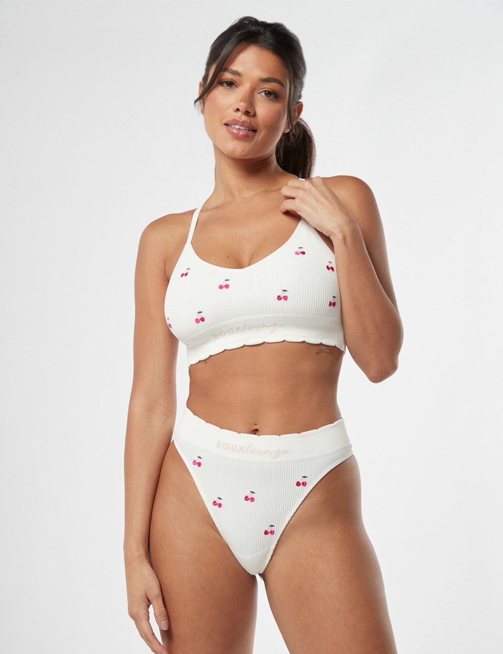 Cherry Embroidered Thong