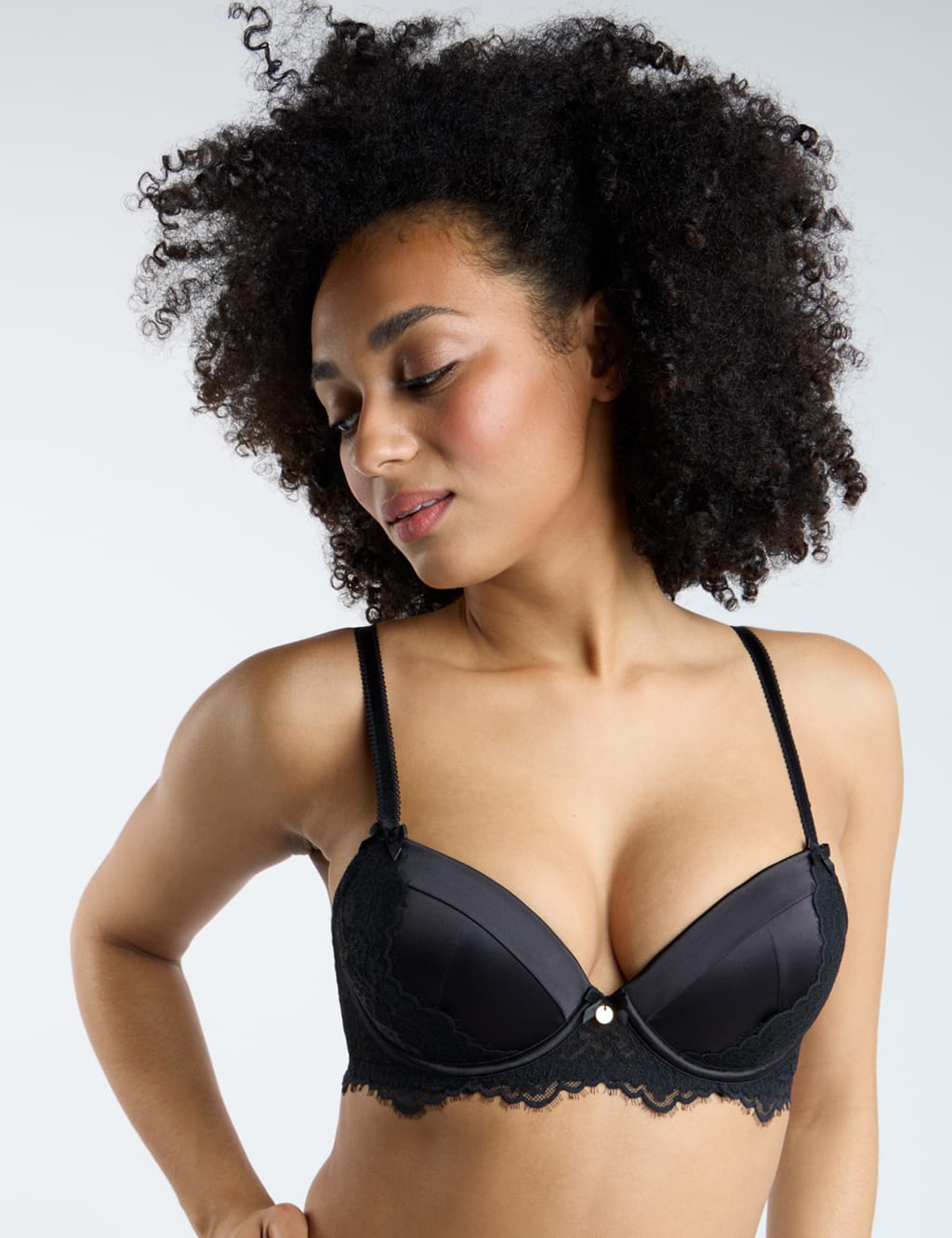 Betsy Pleated Lace Trim Wired Bra (B-F)