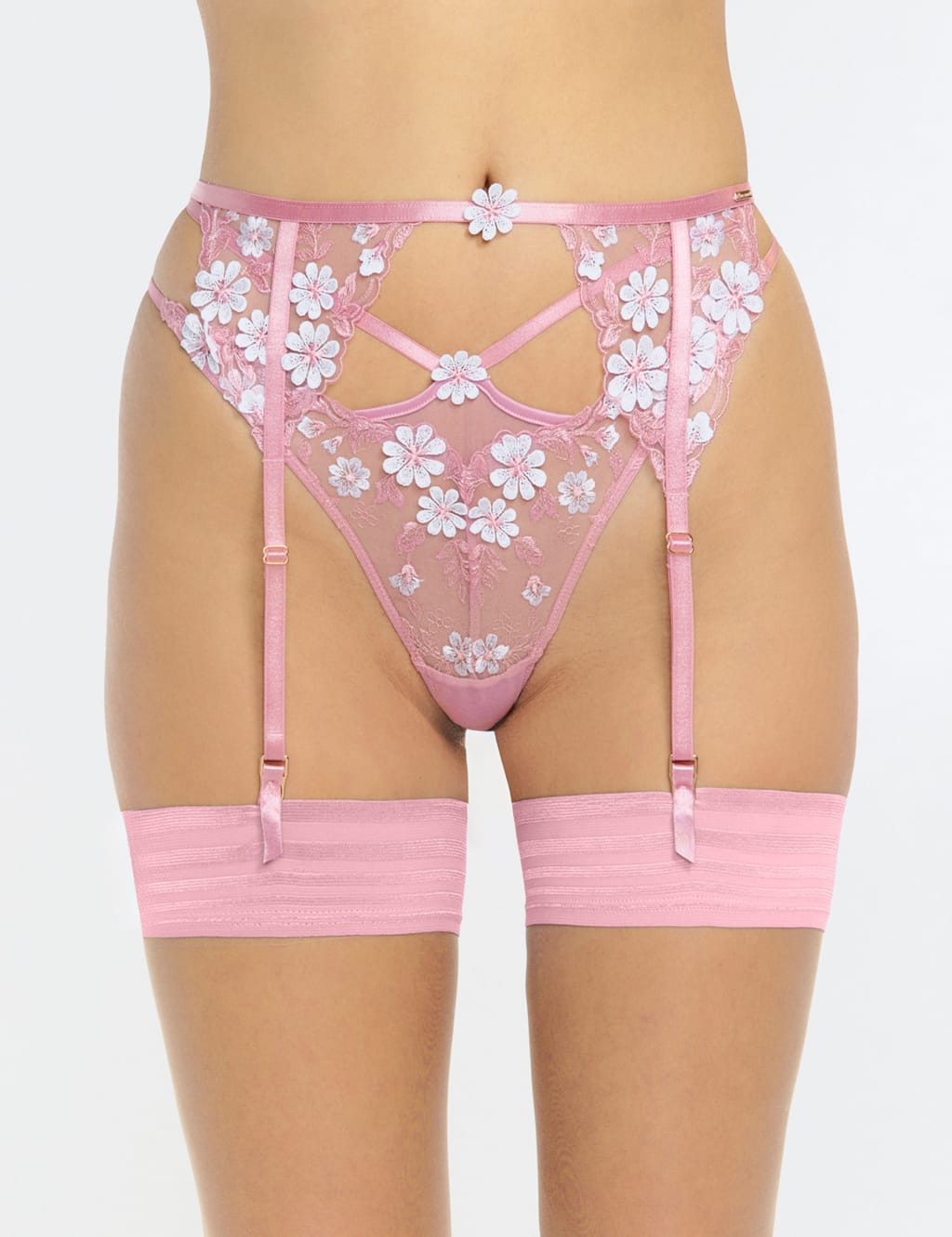 Boux Avenue Women's Eladie Embroidered Thong - 8 - Pink, Pink