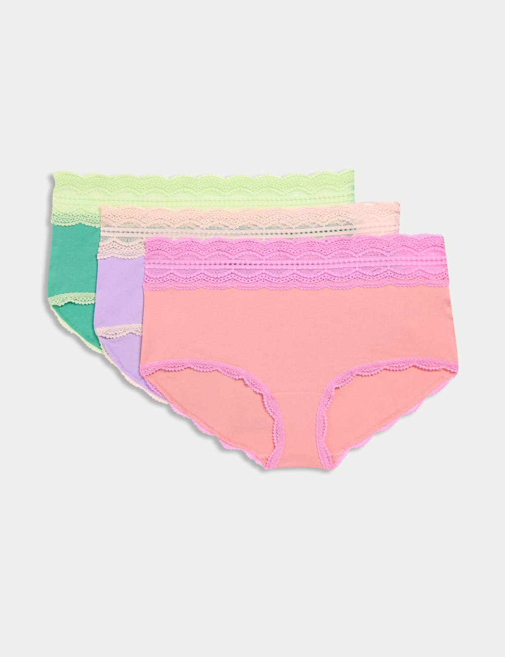 3pk Cotton Rich High Rise Shorts