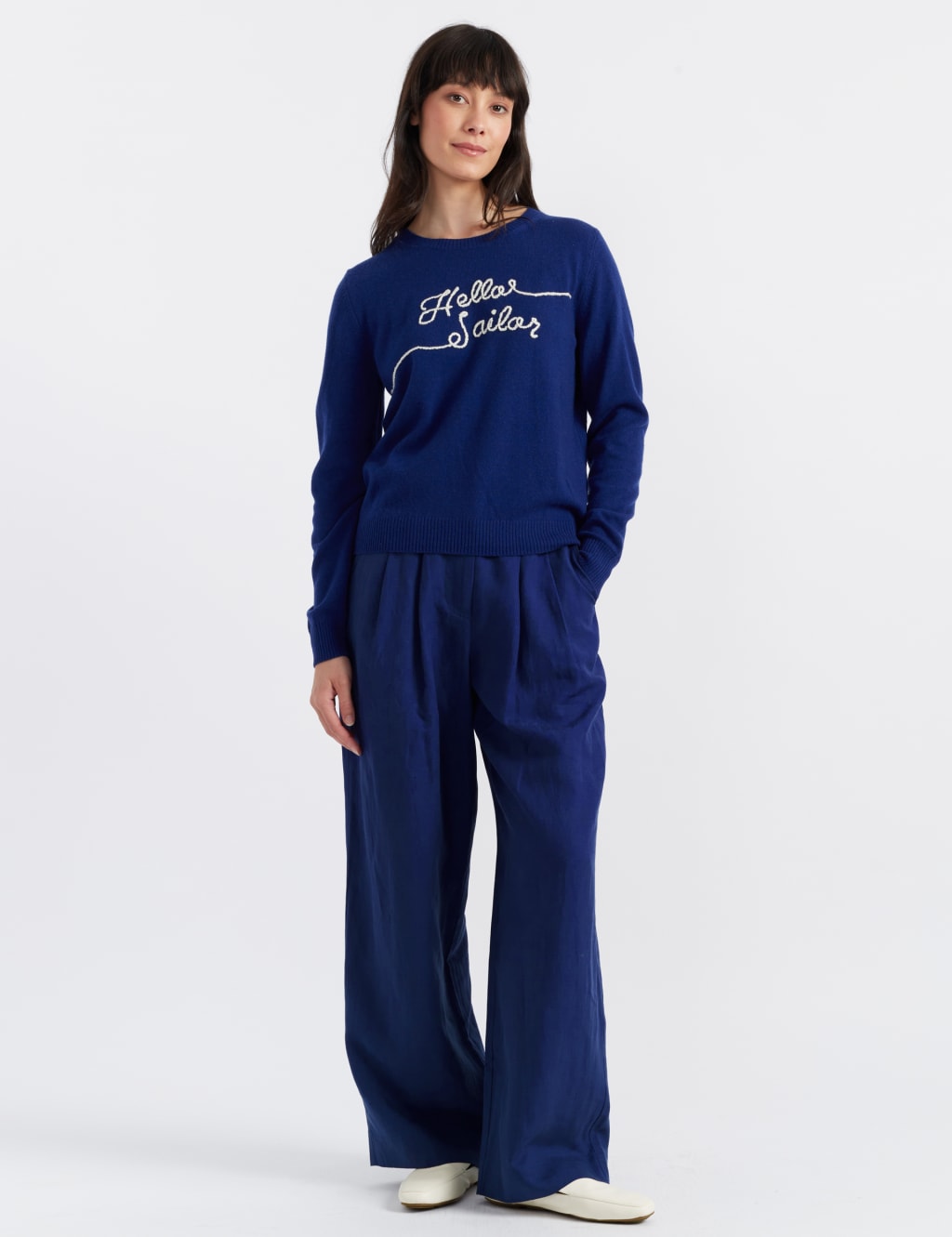 Cashmere Rich Slogan Crew Neck Jumper